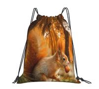 Hnnkloy Un mignon écureuil mange des noix,Sac à dos à cordon unisexe, sac de sport, sac de gym, sac à dos décontracté.