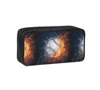 Hnnkloy Une Image d'une Balle de Baseball dans l'eau et Le feu,Trousse à Crayons Grande capacité, Pochette Portable pour stylos, Sac de Papeterie pour l'école et Le Bureau