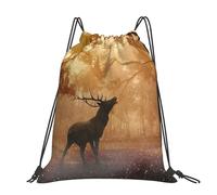 Hnnkloy Œuvres d'art représentant un wapiti,Sac à dos à cordon unisexe, sac de sport, sac de gym, sac à dos décontracté.