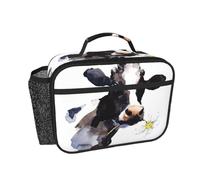 Hnnkloy Vache avec une fleur de marguerite,Sac à lunch portable, boîte à lunch résistante, sac isotherme réutilisable