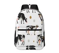 Hnnkloy Vache tachetée laitière Vache noire,Sac à dos de 17 pouces avec poches, sac à dos décontracté pour la journée, résistant à l'eau, sac d'école