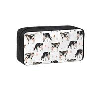 Hnnkloy Vache tachetée laitière Vache Noire,Trousse à Crayons Grande capacité, Pochette Portable pour stylos, Sac de Papeterie pour l'école et Le Bureau