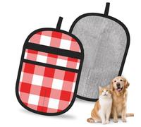 Hnnkloy Vichy Rouge et Blanc, Lot de 2 Gants antistatiques pour l'épilation des Poils d'animaux (Chiens et Chats)