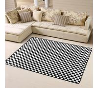 Hnnkloy Victoire Classique à Carreaux géométriques Noirs et Blancs, Tapis de Sol antidérapant de Grande Taille pour Salon et Chambre, 160 x 120 cm.