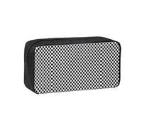 Hnnkloy Victoire Classique à Carreaux géométriques Noirs et Blancs,Trousse à Crayons Grande capacité, Pochette Portable pour stylos, Sac de Papeterie pour l'école et Le Bureau