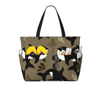 Hnnkloy Vie marine Baleine Gros poisson drôle Animal,Sac de plage grande capacité, sac bandoulière de voyage pour femme - Sac fourre-tout imperméable