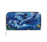 Hnnkloy Vie Marine Blue Sea World Coral Dolphin,Portefeuille en Cuir PU Grande capacité pour Hommes et Femmes
