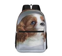 Hnnkloy Visage de Cavalier King Charles Spaniel,Sac à dos de 17 pouces avec poches, sac à dos décontracté pour la journée, résistant à l'eau, sac d'école