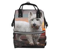 Hnnkloy West Highland White Terrier Chiens Montagnes Blanches,Sac à dos momie grande capacité, sac à langer, sac de voyage pour les activités de plein air