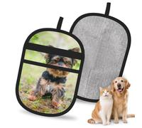 Hnnkloy Yorkshire Terrier Petit Chiot Animaux de Compagnie Chiens, Lot de 2 Gants antistatiques pour l'épilation des Poils d'animaux (Chiens et Chats)