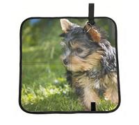 Hnnkloy Yorkshire Terrier Vert Chiens Mignons,Tapis de siège Pliable, Tapis de siège en Tissu Oxford, Coussin de siège Portable pour l'extérieur