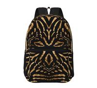 Hnnkloy Zèbre sauvage d'Afrique à rayures noires et dorées,Sac à dos de 17 pouces avec poches, sac à dos décontracté pour la journée, résistant à l'eau, sac d'école