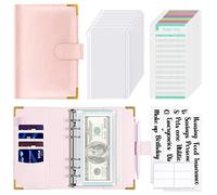 Hnogri Classeur budgétaire avec enveloppes à glissière, A6 Money Saving Binder Cash Envelopes for Budgeting, PU Leather Budget Planner Money Organizer for Cash Bills, Floral Budget Wallet for Women.