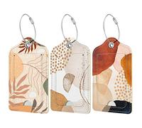 Hnogri Lot de 3 étiquettes à bagages en cuir synthétique pour valise, voyage de croisière avec rabat d'intimité, étiquette d'identification et boucle en métal pour sac à main sac à dos - Art abstrait