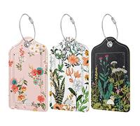 Hnogri Lot de 3 étiquettes à bagages en cuir synthétique rabat d'intimité étiquette d'identification boucle en métal pour sac à main et sac à dos d'école