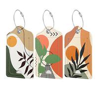 Hnogri Lot de 3 étiquettes à bagages en cuir synthétique, rabat d'intimité, étiquette d'identification et boucle métal pour sac à main, sac à dos, voyage de croisière
