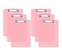 Hnogri Lot de 6 presse-papiers en plastique format A4 standard Plastique dur, Clipboard A4 dessin de mode, Planchettes à pince et porte-formulaires, Clipboard taille 31.5 x 22.5 cm, rose