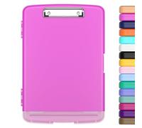 Hnogri porte-bloc a4 Avec pince de rangement, ouverture latérale du porte-bloc pour soins infirmiers, boîte de rangement pour presse-papiers mince, taille 36 x 24.5 X 3.5 Cm, Rouge clair