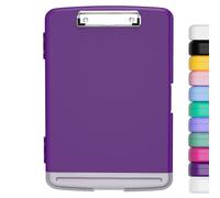 Hnogri porte-bloc a4 Avec pince de rangement, ouverture latérale du porte-bloc pour soins infirmiers, boîte de rangement pour presse-papiers mince, taille 36 x 24.5 X 3.5 Cm, Violet foncé