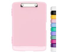 Hnogri porte-bloc a4 Avec pince de rangement, ouverture latérale du porte-bloc pour soins infirmiers, boîte de rangement pour presse-papiers mince, taille 36 x 24.5 X 3.5 Cm, rose