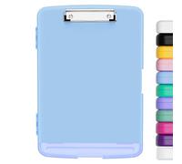 Hnogri porte-bloc a4 Avec pince de rangement, ouverture latérale du porte-bloc pour soins infirmiers, boîte de rangement pour presse-papiers mince, taille 36 x 24.5 X 3.5 Cm, bleu