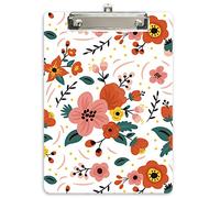 Hnogri porte bloc a4 avec pince, Plastique dur, Clipboard A4 dessin de mode, Planchettes à pince et porte-formulaires, 32CM x22CM, Fleurs rouges