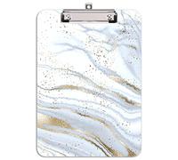 Hnogri porte bloc a4 avec pince, Plastique dur, Clipboard A4 dessin de mode, Planchettes à pince et porte-formulaires, 32CM x22CM, Marbre de ligne d'or