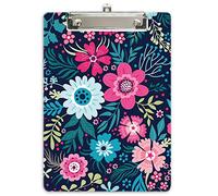 Hnogri porte bloc a4 avec pince, Plastique dur, Clipboard A4 dessin de mode, Planchettes à pince et porte-formulaires, 32CM x22CM, Fleurs d'art