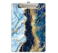 Hnogri porte bloc a4 avec pince, Plastique dur, Clipboard A4 dessin de mode, Planchettes à pince et porte-formulaires, 32CM x22CM, Or bleu