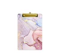 Hnogri porte bloc a5 avec pince, Plastique dur, Clipboard A5 dessin de mode, Planchettes à pince et porte-formulaires, 15CM x 22.5CM, Marbre rose