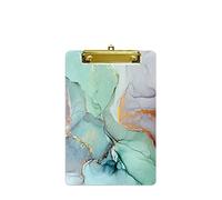 Hnogri porte bloc a5 avec pince, Plastique dur, Clipboard A5 dessin de mode, Planchettes à pince et porte-formulaires, 15CM x 22.5CM, Marbre Vert
