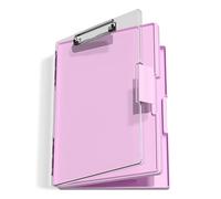Hnogri Porte-bloc avec rangement, porte-bloc d'allaitement avec ouverture latérale, porte-bloc robuste avec boîte de rangement à double compartiment, écriture lisse pour le travail, Rose pâle