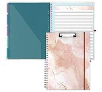 Hnogri Porte-blocs Folio avec bloc-notes ligné rechargeable, porte-blocs avec 5 dossiers A4, 10 poches, taille 12.8" x 9.7", fournitures de bureau, fournitures scolaires.