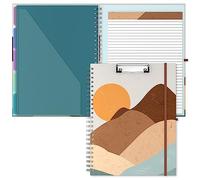 Hnogri Porte-blocs Folio avec bloc-notes ligné rechargeable, porte-blocs avec 5 dossiers A4, 10 poches, taille 12.8" x 9.7", fournitures de bureau, fournitures scolaires.