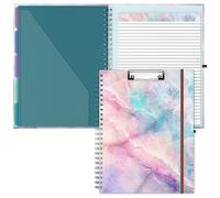 Hnogri Porte-blocs Folio avec bloc-notes ligné rechargeable, porte-blocs avec 5 dossiers A4, 10 poches, taille 12.8" x 9.7", fournitures de bureau, fournitures scolaires.
