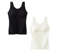 hnomrsk Débardeurs Gainants pour Femme, Couche de Base Chaude, Gilets Camisole Ultra Doux (Medium,2 Pcs A)