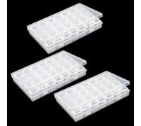 Hnonoxy Boite Rangement BijouxPlastique,3Pcs Transparent Organiseur Boite Diamond Rangement Boîte Rangement Chacun,Boîte Rangement Plastique,pour Stockage Petits Objets,Clous,Perles(28 Compartiments)