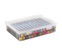 Hnonoxy Cajas Organizadoras con Tapa, Estuche Plastico Rígido de Gran Capacidad, Caja de Lápices de Plástico con Tapa a Presión, Estuche Organizador Apilable, Material Escolar y Oficina (M)
