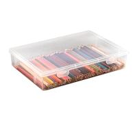 Hnonoxy Cajas Organizadoras con Tapa, Estuche Plastico Rígido de Gran Capacidad, Caja de Lápices de Plástico con Tapa a Presión, Estuche Organizador Apilable, Material Escolar y Oficina (L)