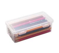 Hnonoxy Cajas Organizadoras con Tapa, Estuche Plastico Rígido de Gran Capacidad, Caja de Lápices de Plástico con Tapa a Presión, Estuche Organizador Apilable, Material Escolar y Oficina (S)
