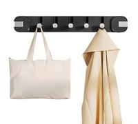 Hnonoxy Crochets Rétractables,Patère Murale 5 Crochets Rétractables,40 cm Porte Manteau Mural Flottant,Crochet Mural Pliable Rangée Entière pour Salle Bain,Cuisine,Chapeaux Suspendus,Foulards (Gris)