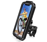 HNOOM Support Téléphone Vélo Etanche Universel Support Telephone Moto 360°Rotation Anti-Vibrations Support Smartphone Velo avec Écran Tactile pour 5,5-6,8 Pouces Smartphones (L, Noir)