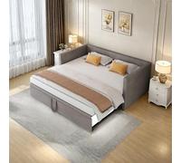 HNOUER Canapé-lit capitonné, 90/180 x 200 cm, avec lit d'invité, lit gigogne, cadre de lit 90 x 200 cm avec sommier à lattes, lit double, canapé-lit, en velours, gris, sans matelas