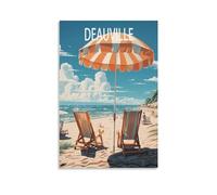 HNROJICO Deauville Affiche murale vintage sur toile Motif plage de France paysage 20 x 30 cm