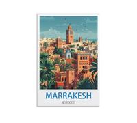 HNROJICO Impression sur toile vintage Marrakech Maroc, décoration murale pour chambre à coucher, salon - 40 x 60 cm