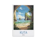 HNROJICO Kuta Beach Bali Poster de voyage vintage sur toile - 50 x 75 cm - Décoration murale pour chambre à coucher et salon