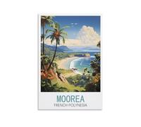 HNROJICO Moorea Poster de voyage vintage Polynésie française, 40 x 60 cm, décoration murale pour chambre à coucher, salon