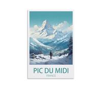 HNROJICO Pic Du Midi Affiche de voyage vintage France - Impression sur toile - Décoration murale pour chambre à coucher et salon - 20 x 30 cm