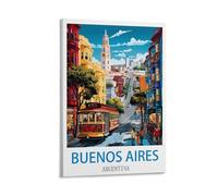 HNROJICO Poster de voyage vintage Buenos Aires Argentine - 20 x 30 cm - Impression sur toile - Décoration murale pour chambre à coucher et salon