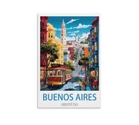 HNROJICO Poster de voyage vintage Buenos Aires Argentine - 40 x 60 cm - Décoration murale pour chambre à coucher et salon